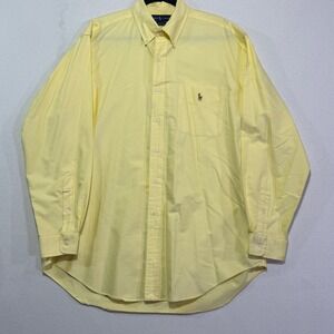 Ralph Lauren Blake Mens Yellow Long Sleeve Button Down Shirt Classic Fit Size L